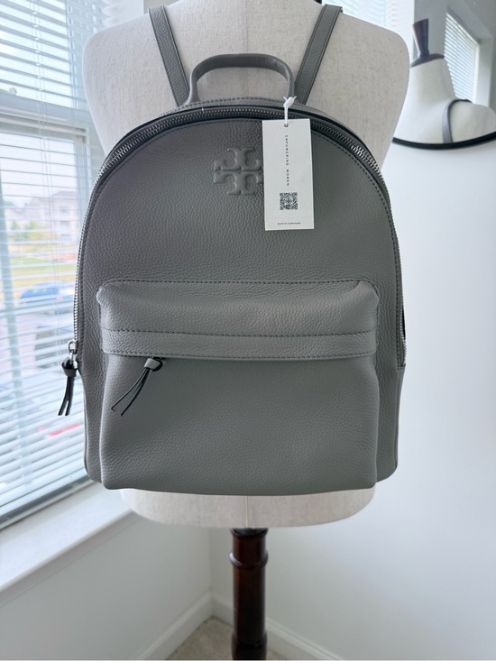 Tory Burch Handbags - Tory Burch Slate Gray Pebbled Leather Backpack